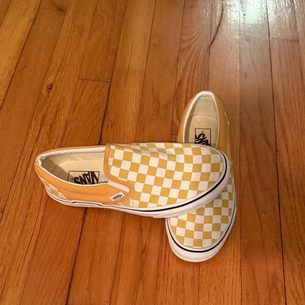 Vans Kids Yellow Checkerboard Slip-On Sneakers